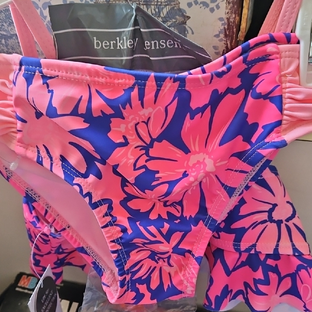 Berkley Jensen Kids Pink & Blue Floral Swimsuit